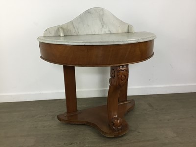 Lot 544 - VICTORIAN WALNUT DEMI LUNE WASH STAND