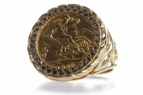 Lot 538 - GOLD HALF SOVEREIGN DATED 1982 mounted in a...