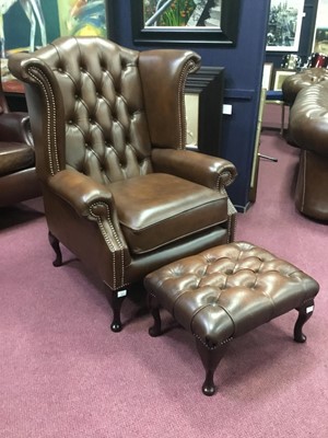 Lot 553 - CHESTERFIELD STYLE WING BACK ARMCHAIR