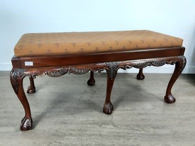 Lot 549 - REPRODUCTION MAHOGANY BENCH STOOL