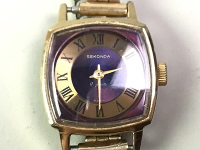 Lot 491 - THREE GOLD PLATED WRIST WATCHES