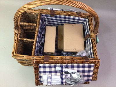Lot 655 - FOUR WICKER PICNIC BASKETS AND HAMPERS