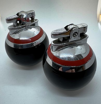 Lot 386 - PAIR OF ART DECO RONSON TABLE LIGHTERS