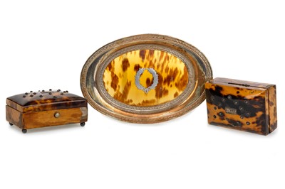 Lot 1267 - TWO VICTORIAN TORTOISESHELL TRINKET BOXES