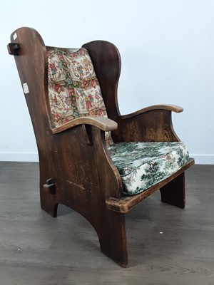 Lot 714 - OAK ARTS & CRAFTS LAMBING CHAIR