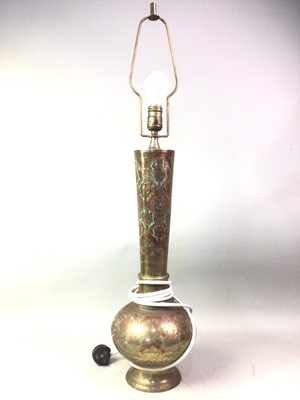 Lot 81 - INDIAN BRASS VASE LAMP