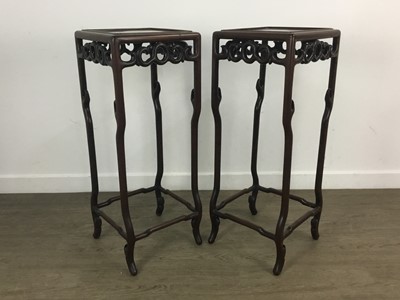 Lot 1572 - PAIR OF CHINESE PADOUK WOOD PLANT TABLES