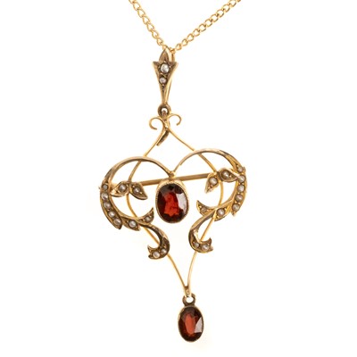 Lot 487 - GARNET AND PEARL HOLBEIN