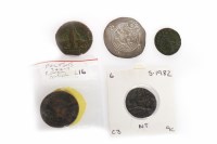 Lot 608 - FIVE VARIOUS COINS INCLUDING ROMAN EXAMPLES...