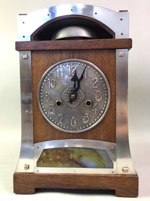 Lot 485 - SECESSIONIST OAK MANTEL CLOCK