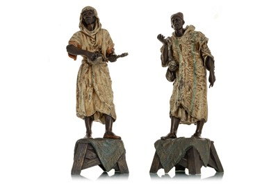 Lot 1495 - TWO AUSTRIAN COLD PAINTED SPELTER ORIENTALIST FIGURES