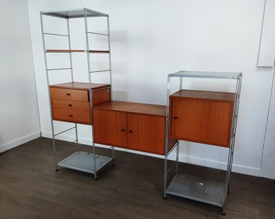 Lot 171 - MODERN TEAK EFFECT SHELVING SYSTEM