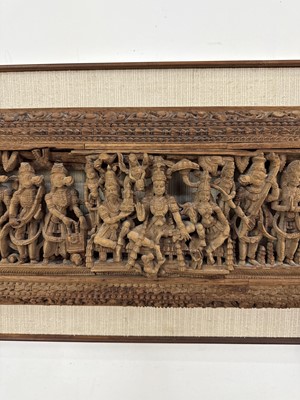 Lot 1585 - INDIAN SANDALWOOD OBLONG PANEL