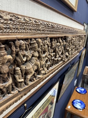 Lot 1585 - INDIAN SANDALWOOD OBLONG PANEL