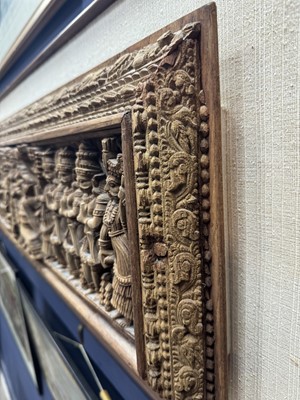 Lot 1585 - INDIAN SANDALWOOD OBLONG PANEL