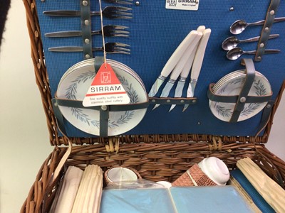 Lot 219 - TWO VINTAGE WICKER PICNIC BASKETS