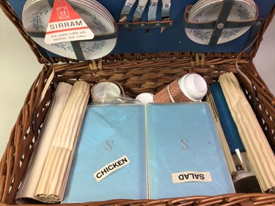 Lot 219 - TWO VINTAGE WICKER PICNIC BASKETS