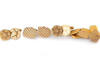 Lot 492 - COLLECTION OF GOLD CUFFLINKS AND A PAIR OF EARRINGS