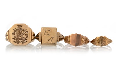 Lot 493 - FOUR SIGNET RINGS