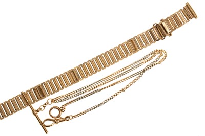 Lot 509 - EIGHTEEN CARAT GOLD CHAIN ALONG WITH A WATCH STRAP