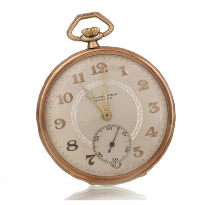 Lot 825 - NINE CARAT GOLD OPEN FACE POCKET WATCH