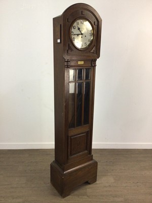 Lot 313 - ART DECO OAK LONGCASE CLOCK