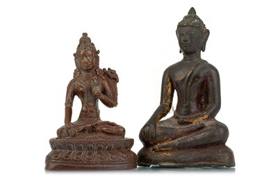 Lot 1630 - TWO CHINESE BRONZED METAL DEITY FIGURES