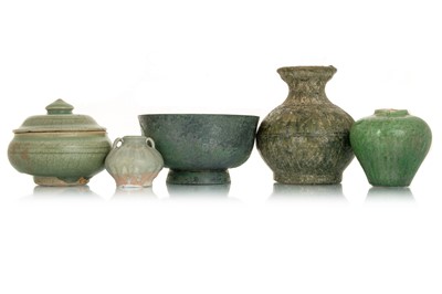 Lot 1632 - GROUP OF CHINESE CELADON GLAZE POTTERY