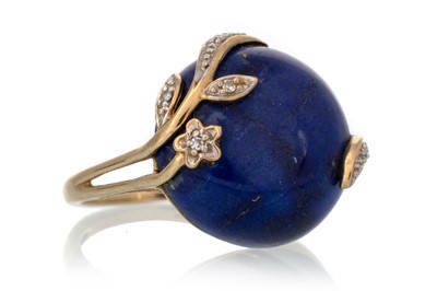 Lot 515 - LAPIS LAZULI AND DIAMOND RING