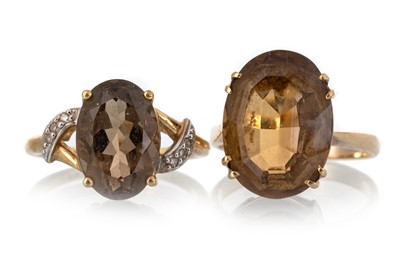 Lot 558 - TWO SMOKY QUARTZ RINGS