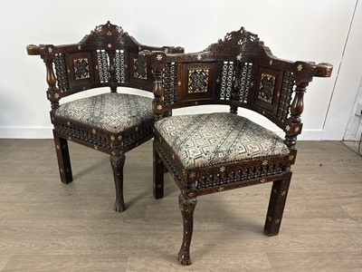 Lot 1691 - PAIR OF SYRIAN CORNER CHAIRS