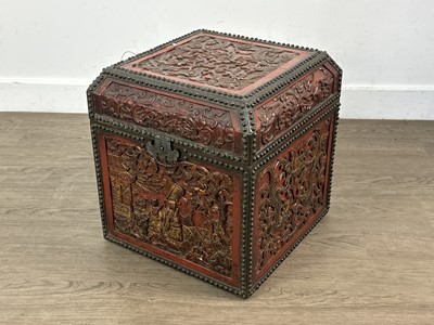 Lot 1719 - CHINESE STAINED WOODEN BOX