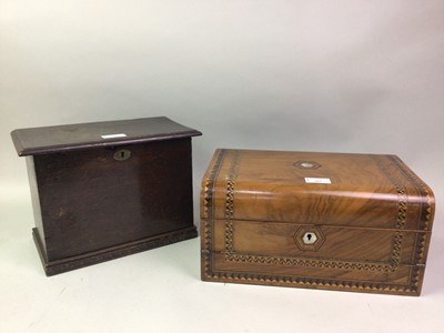 Lot 565 - VICTORIAN WALNUT PORTABLE WRITING BOX