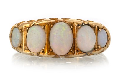 Lot 565 - OPAL FIVE STONE RING