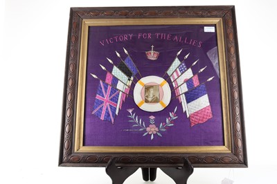 Lot 141 - VICTORY FOR THE ALLIES, TWO EMBROIDERED PANELS