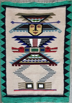 Lot 436 - AZTEK DESIGN WOOL WALL HANGING