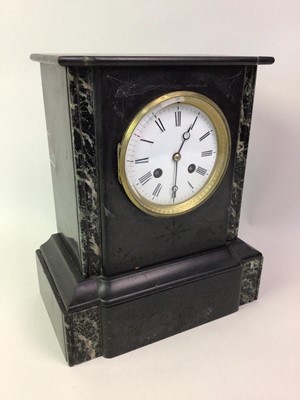 Lot 581 - BLACK SLATE MANTLE CLOCK