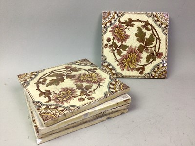 Lot 578 - FIVE EARLY 20TH CENTURY WALL TILES, - NIL VALUE