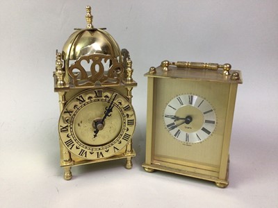 Lot 577 - BRASS LANTERN STYLE MANTLE CLOCK