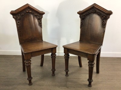 Lot 601 - PAIR OF VICTORIAN OAK HALL CHAIRS