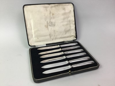 Lot 722 - SET OF SIX SILVER HANDLED TEA KNIVES