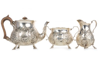 Lot 801 - VICTORIAN SILVER THREE PIECE TEA SERVICE