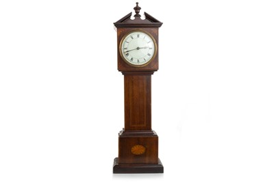 Lot 1314 - EDWARDIAN INLAID MAHOGANY CASED MINIATURE LONGCASE CLOCK