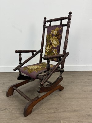 Lot 1324 - VICTORIAN CHILD SIZE BOBBIN ROCKING CHAIR