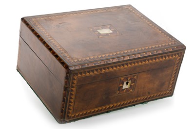 Lot 1325 - VICTORIAN WALNUT MARQUETRY JEWELLERY BOX