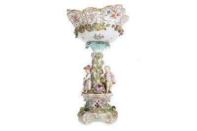 Lot 1331 - CONTINENTAL PORCELAIN BASKET CENTREPIECE