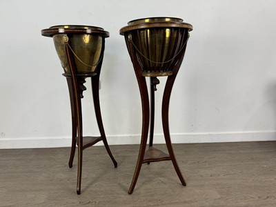 Lot 1336 - TWO EDWARDIAN MAHOGANY PLANTER STANDS