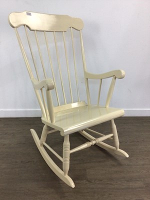 Lot 734 - CREAM PAINTED ROCKING CHAIR