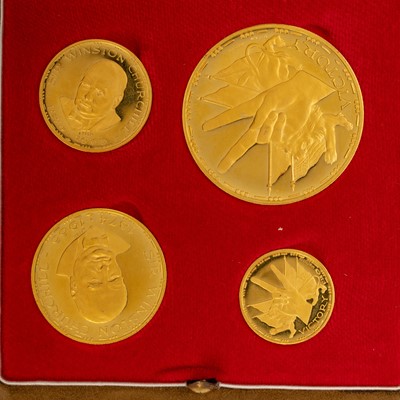 Lot 79 - WINSTON CHURCHILL GOLD COMMEMORATIVE MEDALLION QUAD