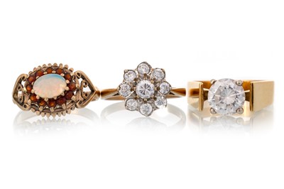 Lot 588 - THREE GEM SET DRESS RINGS